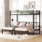 Triple Metal Bunk Bed for Kids with Desk