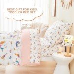 Soft Unicorn Rainbow Toddler Bed Set - 4 Pieces