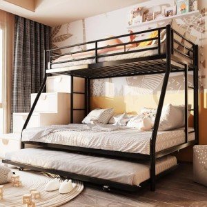 SUNLEI Twin Over Full Metal Loft Bed Set
