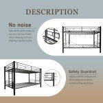 Sturdy Twin Over Twin Metal Bunk Bed (Black)