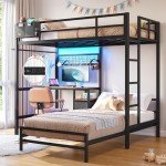 Black Twin Over Twin Bunk Bed with Desk & Storage