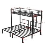 Triple Metal Bunk Bed for Kids with Desk