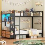 Rustic Brown Twin Over Twin Metal Bunk Bed