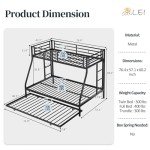 SUNLEI Twin Over Full Metal Loft Bed Set