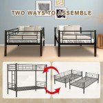 Sturdy Twin Over Twin Metal Bunk Bed (Black)