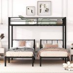 Triple Metal Bunk Bed for Kids with Desk