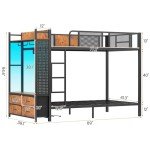 Rustic Brown Twin Over Twin Metal Bunk Bed