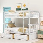 Harper & Bright Twin-Over-Twin Bunk Bed with Drawers