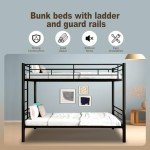 Sturdy Twin Over Twin Metal Bunk Bed (Black)