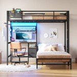 Black Twin Over Twin Bunk Bed with Desk & Storage