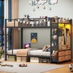 Rustic Brown Twin Over Twin Metal Bunk Bed