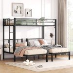 Triple Metal Bunk Bed for Kids with Desk