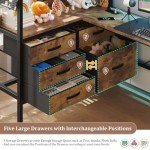 Twin Loft Bed with Desk, LED Lights & Storage