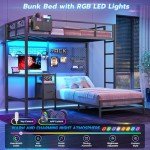 Black Twin Over Twin Bunk Bed with Desk & Storage