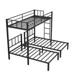 Triple Metal Bunk Bed for Kids with Desk
