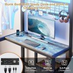 Black Twin Over Twin Bunk Bed with Desk & Storage