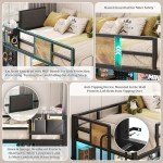 Twin Loft Bed with Desk, LED Lights & Storage