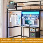 Black Twin Over Twin Bunk Bed with Desk & Storage