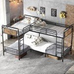 Mirightone Heavy Duty Quad Bunk Bed in Black