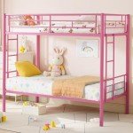Light Pink Twin Over Twin Metal Bunk Bed Set