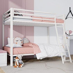 Twin Loft Bunk Bed with Ladder and Guardrail