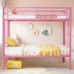 Light Pink Twin Over Twin Metal Bunk Bed Set