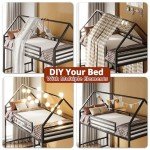 LIKIMIO Twin Over Twin House Bunk Bed Frame