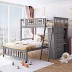 Gray Twin Over Full Bunk Bed with Storage