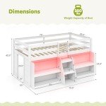 Giantex Low Loft Bed with LED Lights & Storage