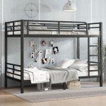Black Metal Twin XL Bunk Bed with Ladders