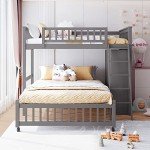 Gray Twin Over Full Bunk Bed with Storage