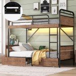 Twin XL Gaming Bunk Bed with LED Lights