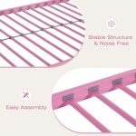 Light Pink Twin Over Twin Metal Bunk Bed Set