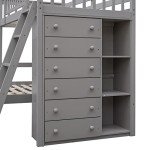 Gray Twin Over Full Bunk Bed with Storage