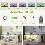 Giantex Low Loft Bed with LED Lights & Storage