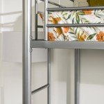 Silver Metal Twin Loft Bunk Bed with Ladder