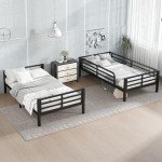 Black Metal Twin XL Bunk Bed with Ladders