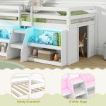 Giantex Low Loft Bed with LED Lights & Storage