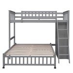Gray Twin Over Full Bunk Bed with Storage