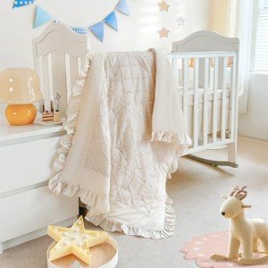 Beige Boho 3-Piece Crib Bedding Set