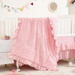 3-Piece Boho Ruffle Crib Bedding Set - Light Pink