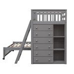 Gray Twin Over Full Bunk Bed with Storage