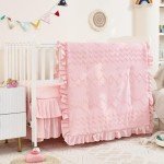 3-Piece Boho Ruffle Crib Bedding Set - Light Pink