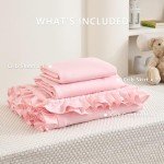 3-Piece Boho Ruffle Crib Bedding Set - Light Pink