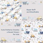 Blue Excavator Kids Twin Bed Sheet Set