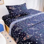 Space Rocket Twin Sheet Set for Kids - 3 Pieces