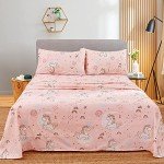 Pink Unicorn Twin Sheet Set for Kids - 3 Pieces