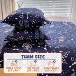 Space Rocket Twin Sheet Set for Kids - 3 Pieces