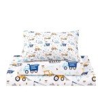 Blue Excavator Kids Twin Bed Sheet Set