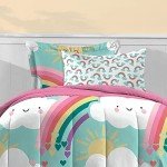 Kids 5-Piece Teal Rainbow Twin Bed Set